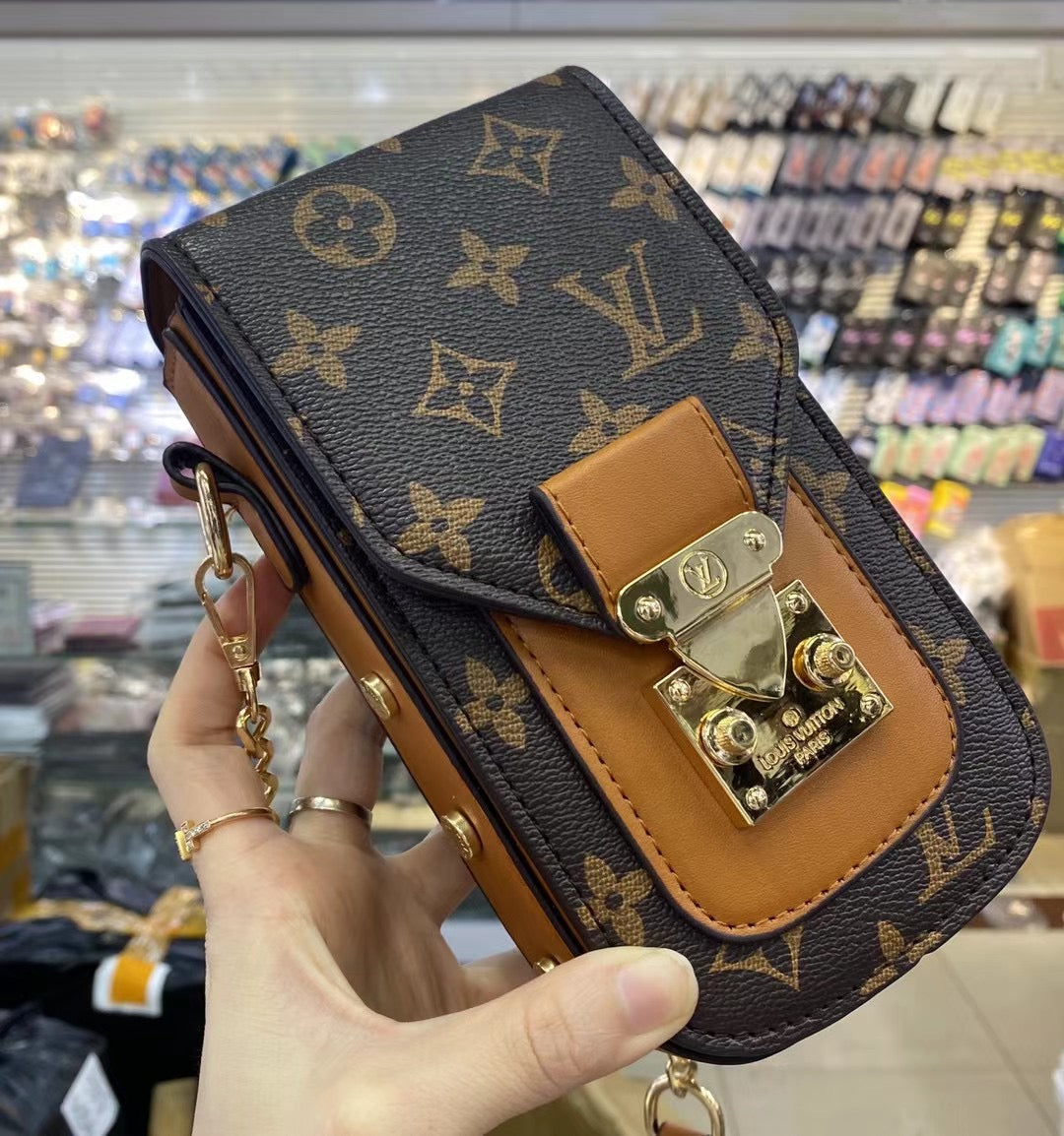 Chic Monogrammed LV Phone Pouch & Metal Chain