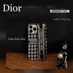 Luxury Textile CD Phone Case With Wrist Strap for iPhone