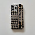 Luxury Textile CD Phone Case With Wrist Strap for iPhone