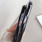 Luxury Black Monogram CD Leather iPhone Case